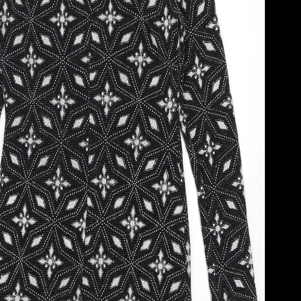 Topshop Womens Black Geometric  Bodycon  Size 10