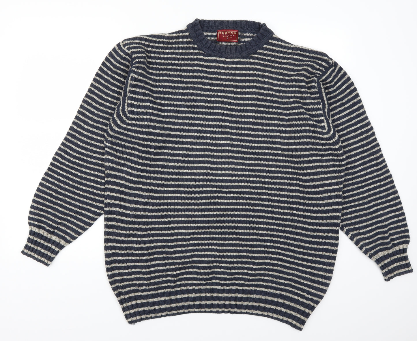 Burton Mens Blue Striped  Pullover Jumper Size L