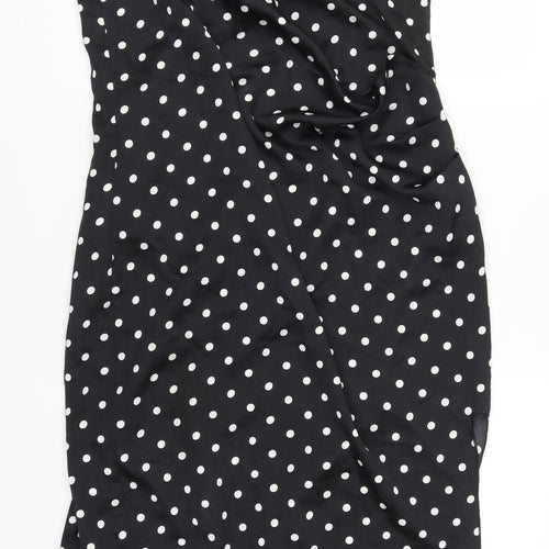 Boohoo Womens Black Polka Dot  Tank Dress  Size 16