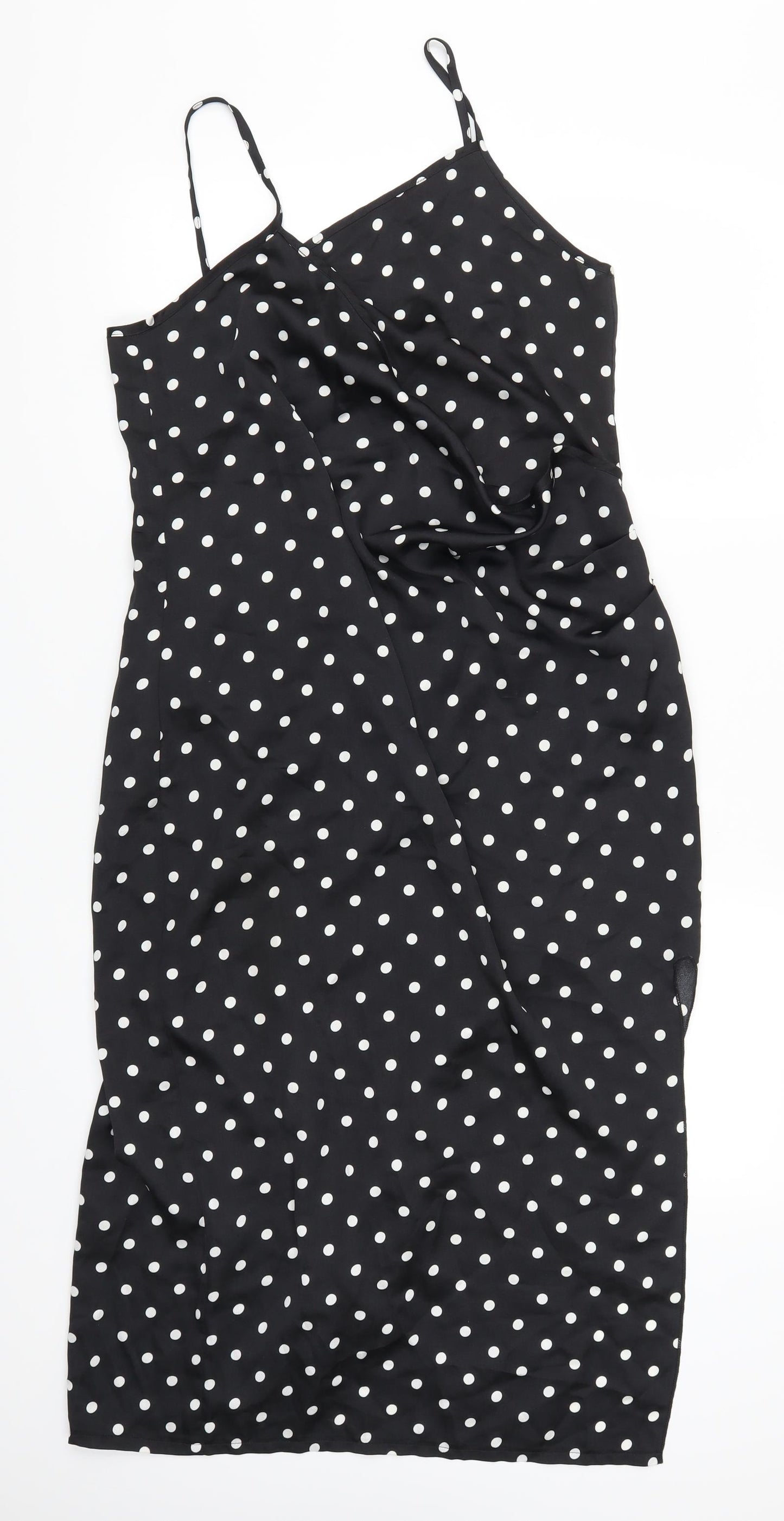 Boohoo Womens Black Polka Dot  Tank Dress  Size 16