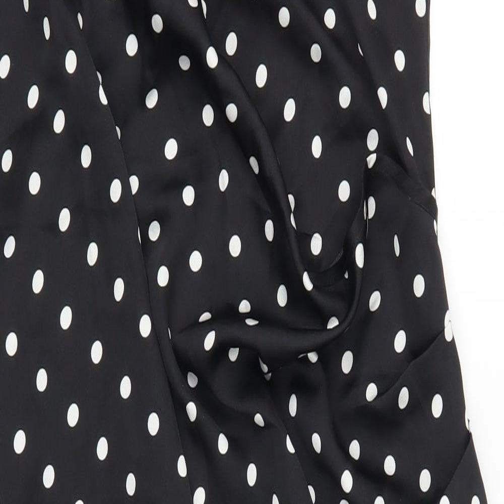 Boohoo Womens Black Polka Dot  Tank Dress  Size 16