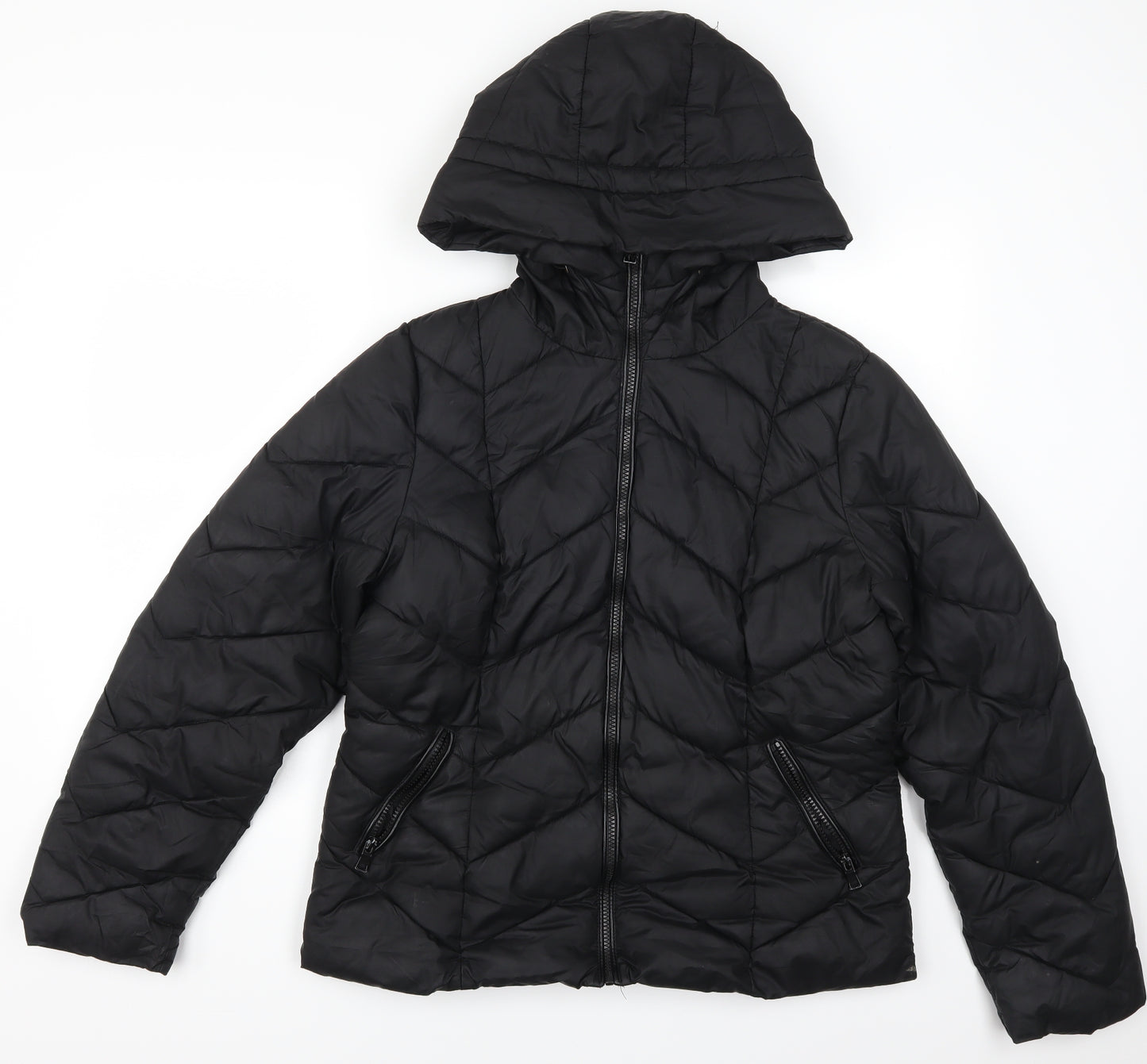 New Look Womens Black   Quilted Coat Size 14