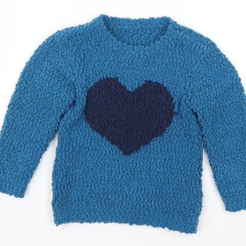 Nutmeg Girls Blue   Pullover Jumper Size 4-5 Years  - Love Heart