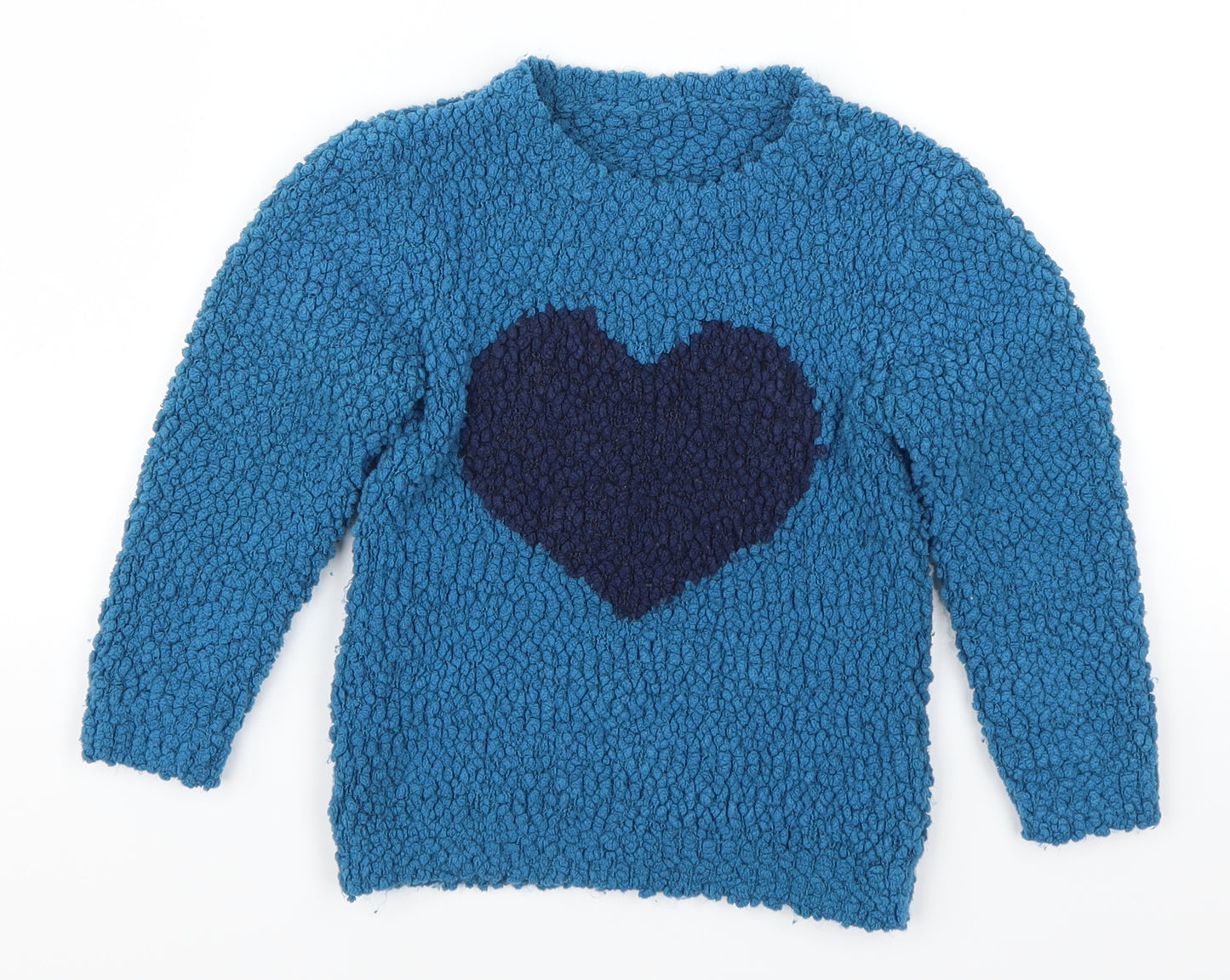 Nutmeg Girls Blue   Pullover Jumper Size 4-5 Years  - Love Heart