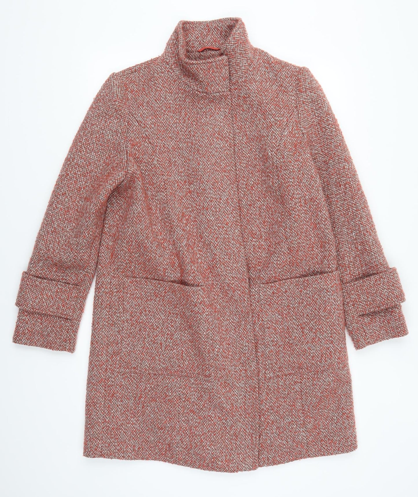 TU Womens Red Herringbone  Overcoat Coat Size 14