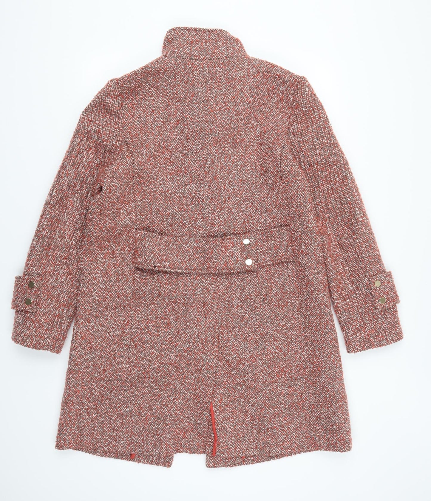 TU Womens Red Herringbone  Overcoat Coat Size 14