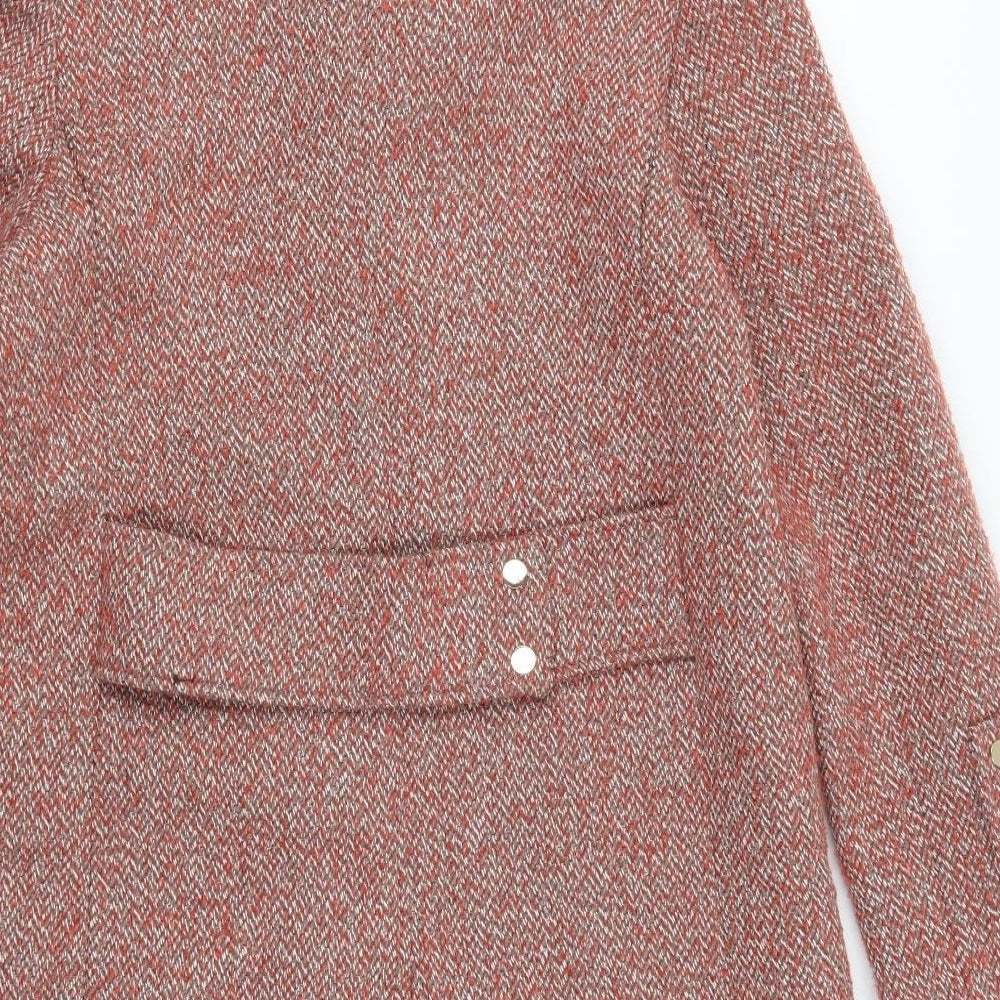 TU Womens Red Herringbone  Overcoat Coat Size 14