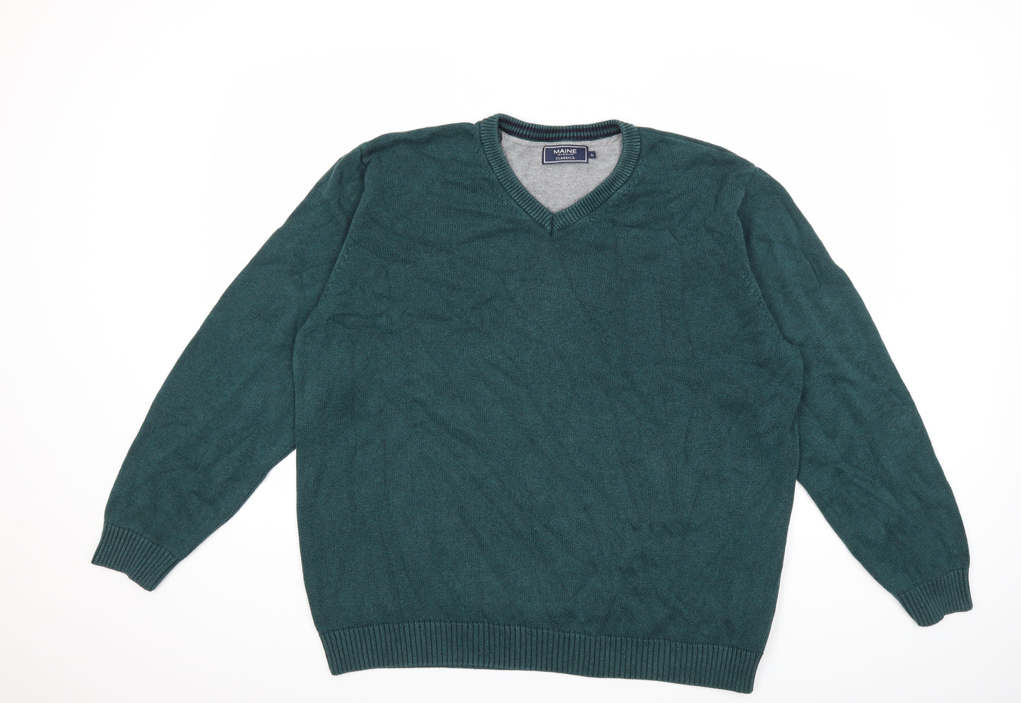 Maine Mens Green  Knit Pullover Jumper Size XL