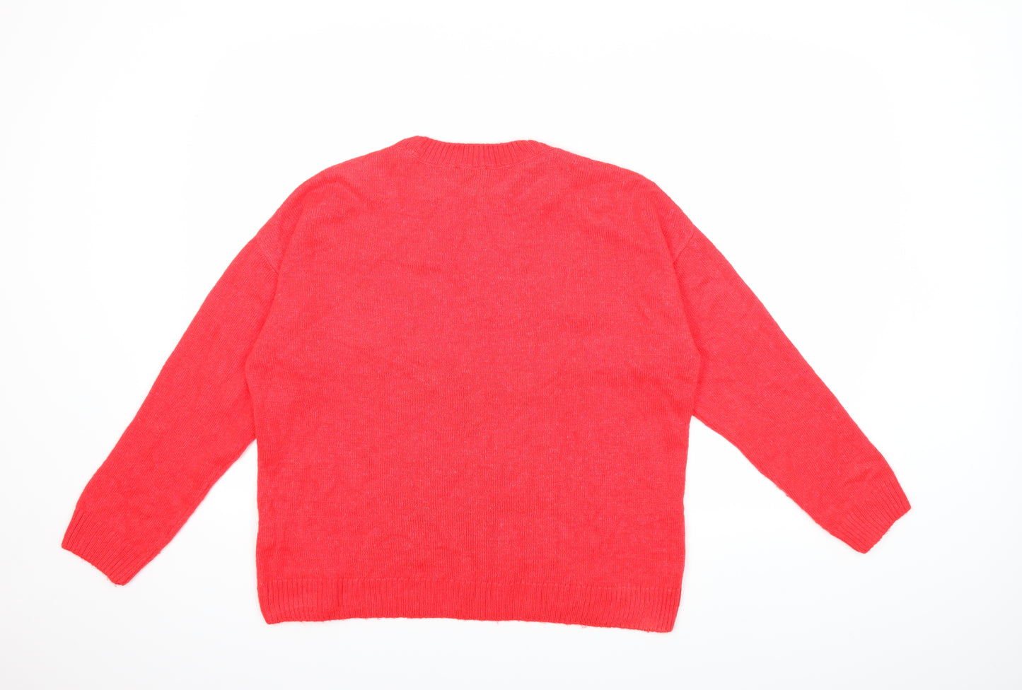 New Look Womens Red  Knit Pullover Jumper Size M