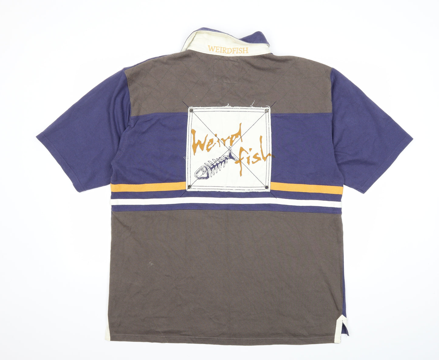Weird Fish Mens Blue Striped   Polo Size 2XL