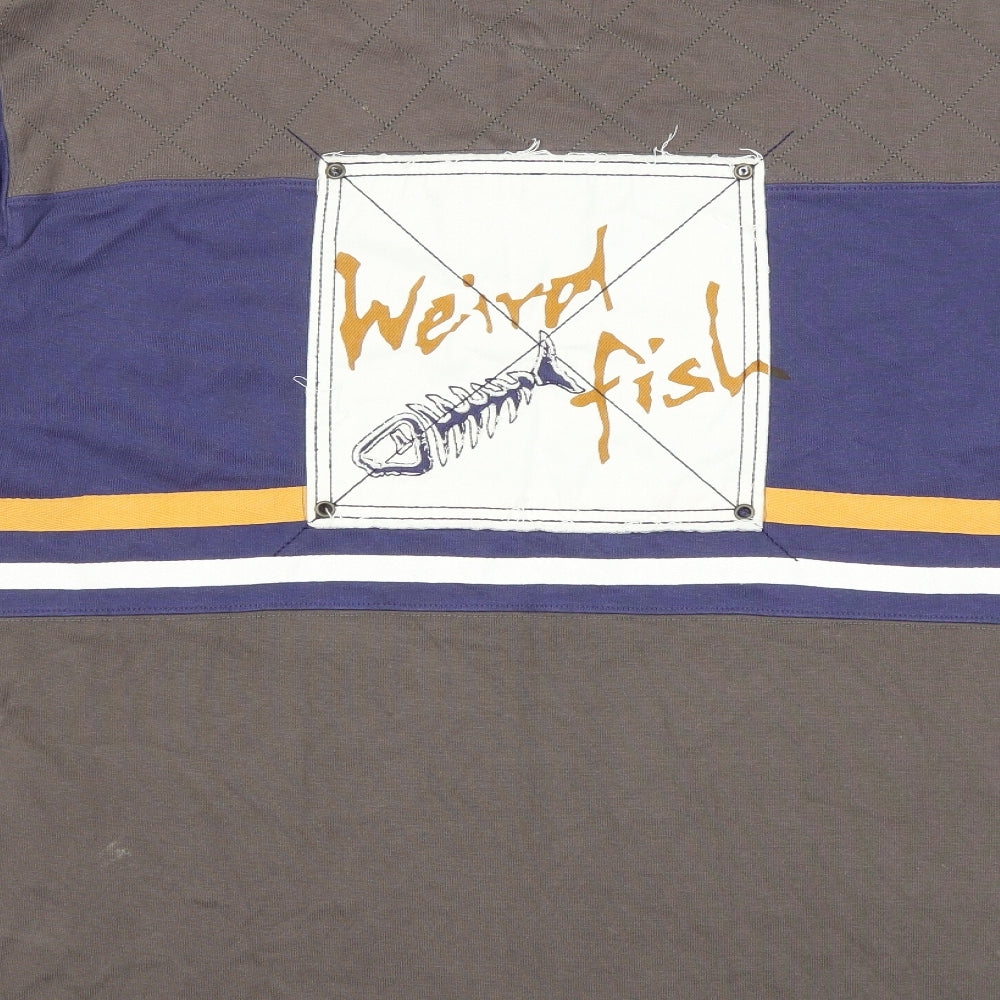 Weird Fish Mens Blue Striped   Polo Size 2XL