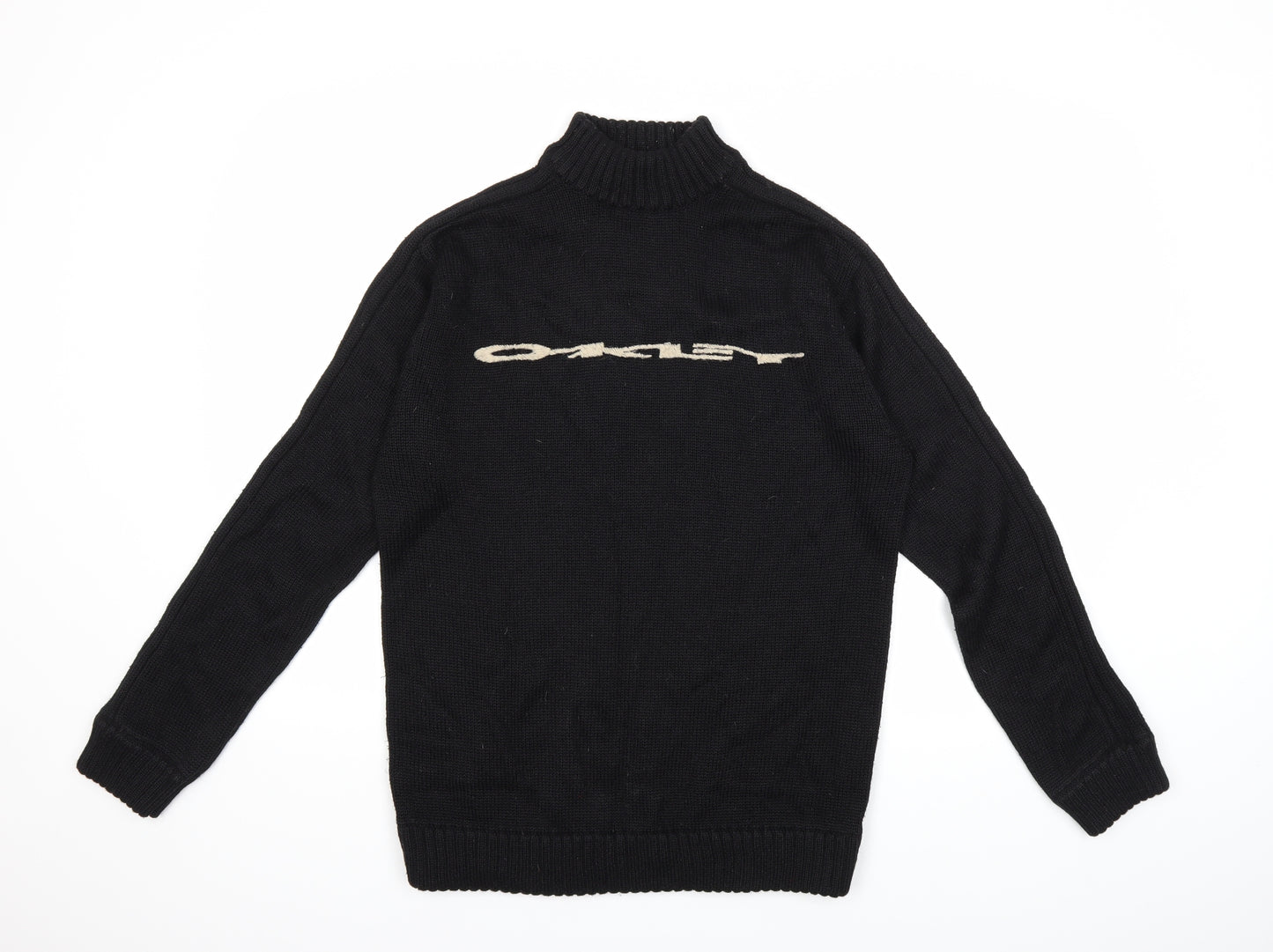 Oklley Mens Black  Knit Pullover Jumper Size M