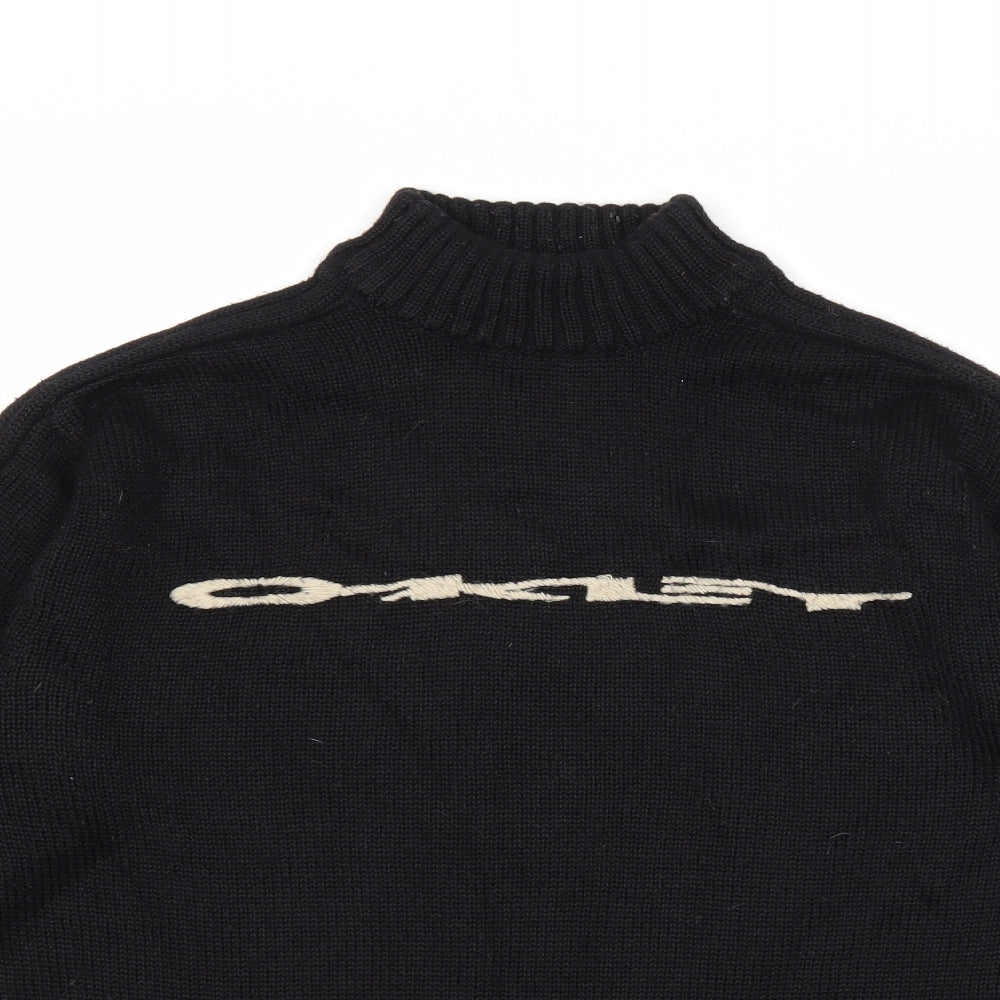 Oklley Mens Black  Knit Pullover Jumper Size M