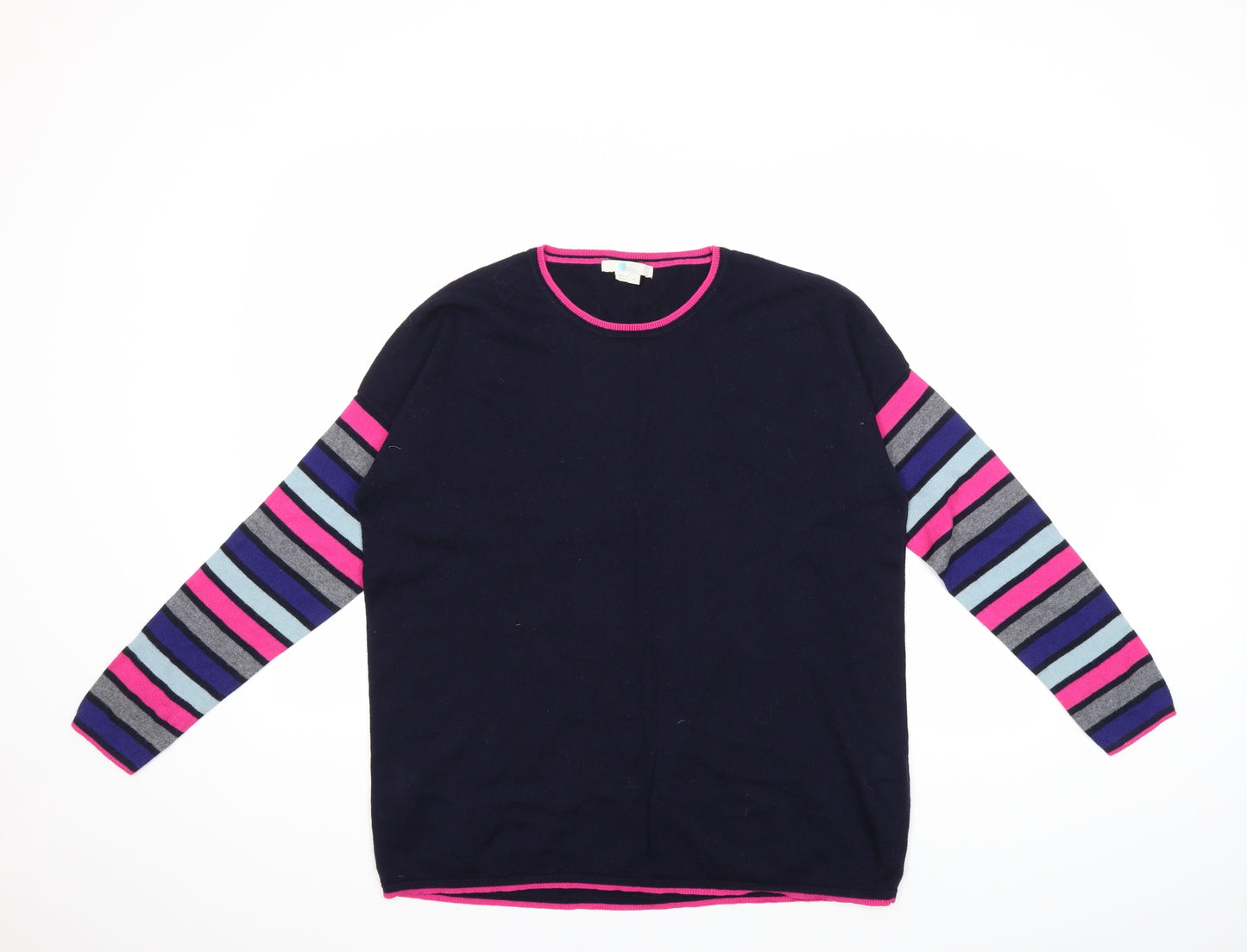 Boden Womens Blue Striped Knit Pullover Jumper Size M