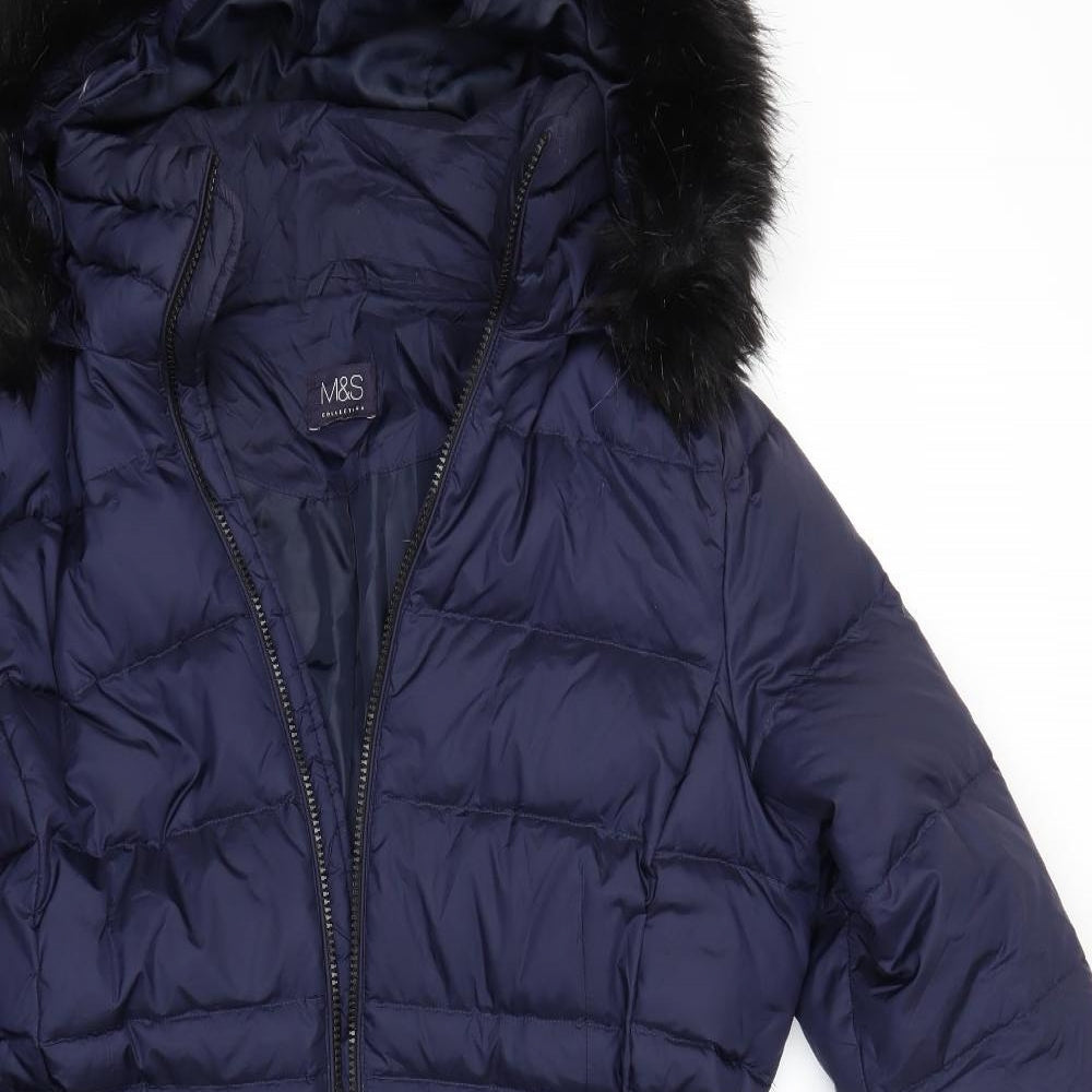 Marks and Spencer Womens Blue   Puffer Jacket Coat Size 16