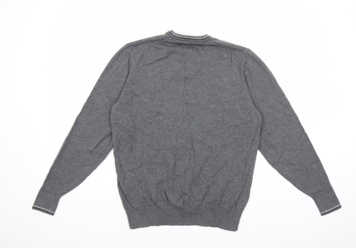 Ben Sherman Mens Grey  Knit Pullover Jumper Size L