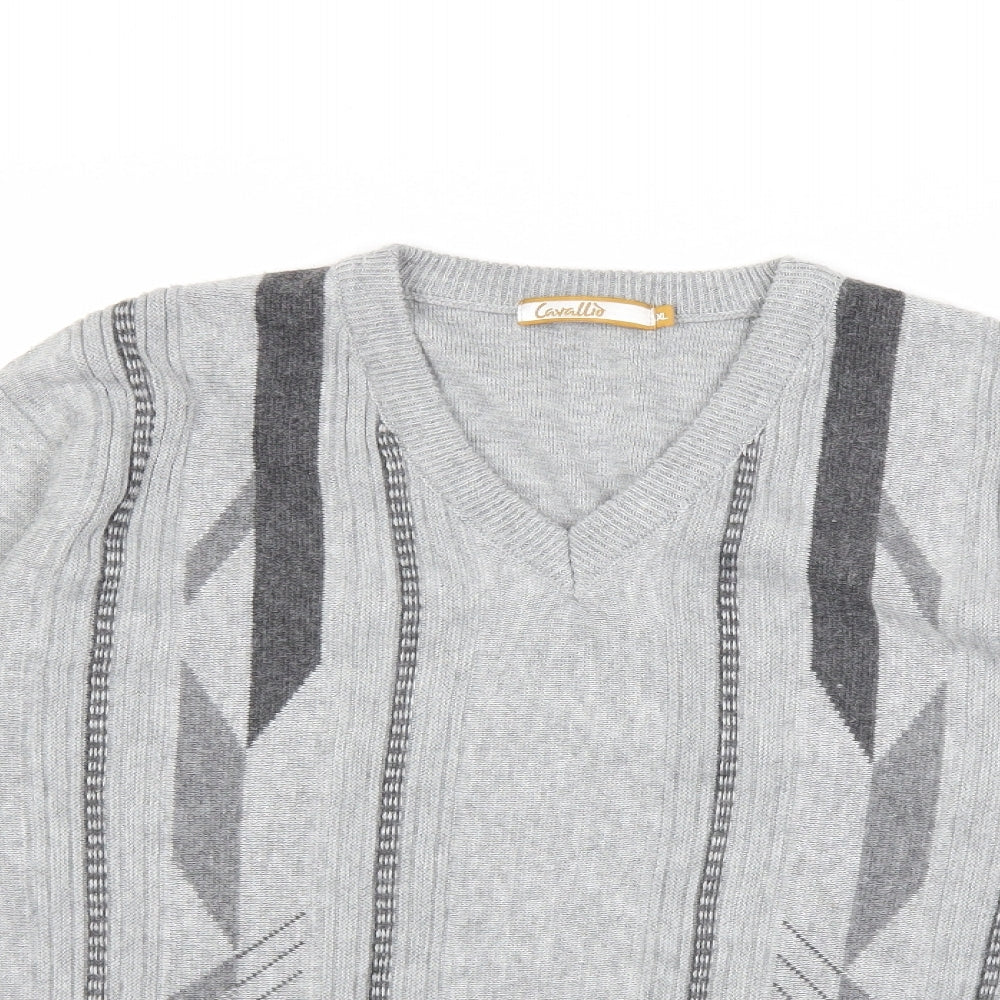Calico Mens Grey Check Knit Pullover Jumper Size XL