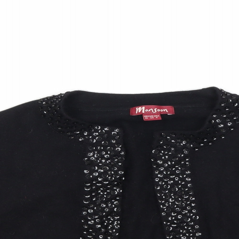 Monsoon Womens Black  Knit Cardigan Jumper Size 10