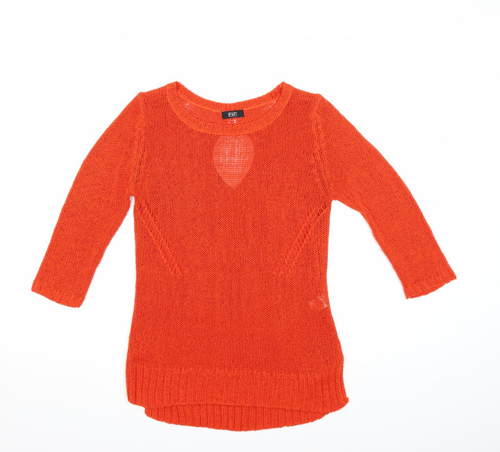 F&F Womens Orange  Knit Pullover Jumper Size 10