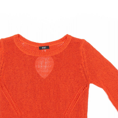 F&F Womens Orange  Knit Pullover Jumper Size 10