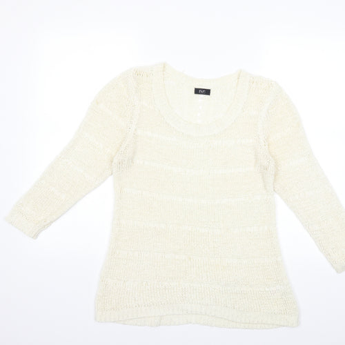 F&F Womens White  Knit Pullover Jumper Size 12