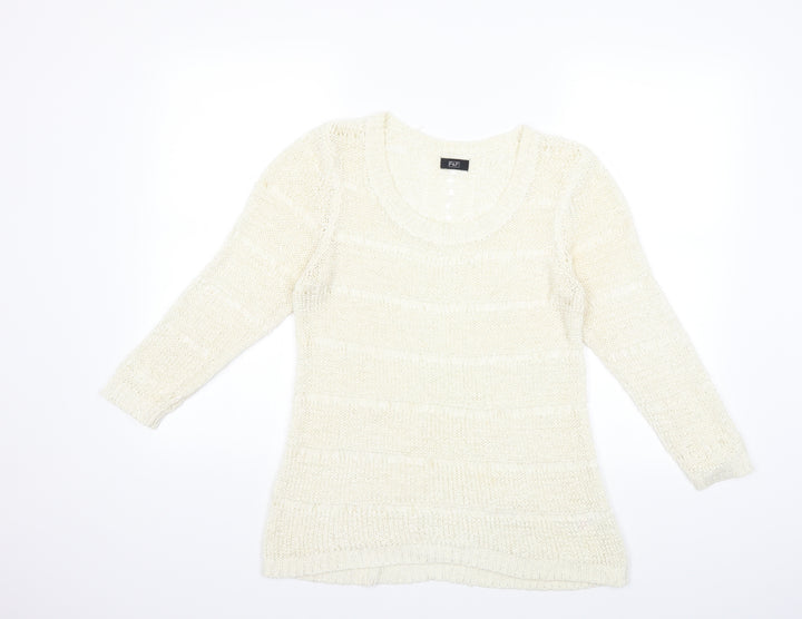F&F Womens White Knit Pullover Jumper Size 12