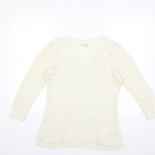 F&F Womens White  Knit Pullover Jumper Size 12