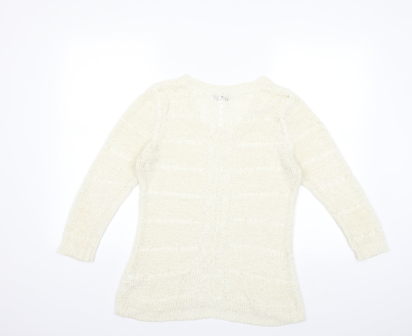 F&F Womens White  Knit Pullover Jumper Size 12