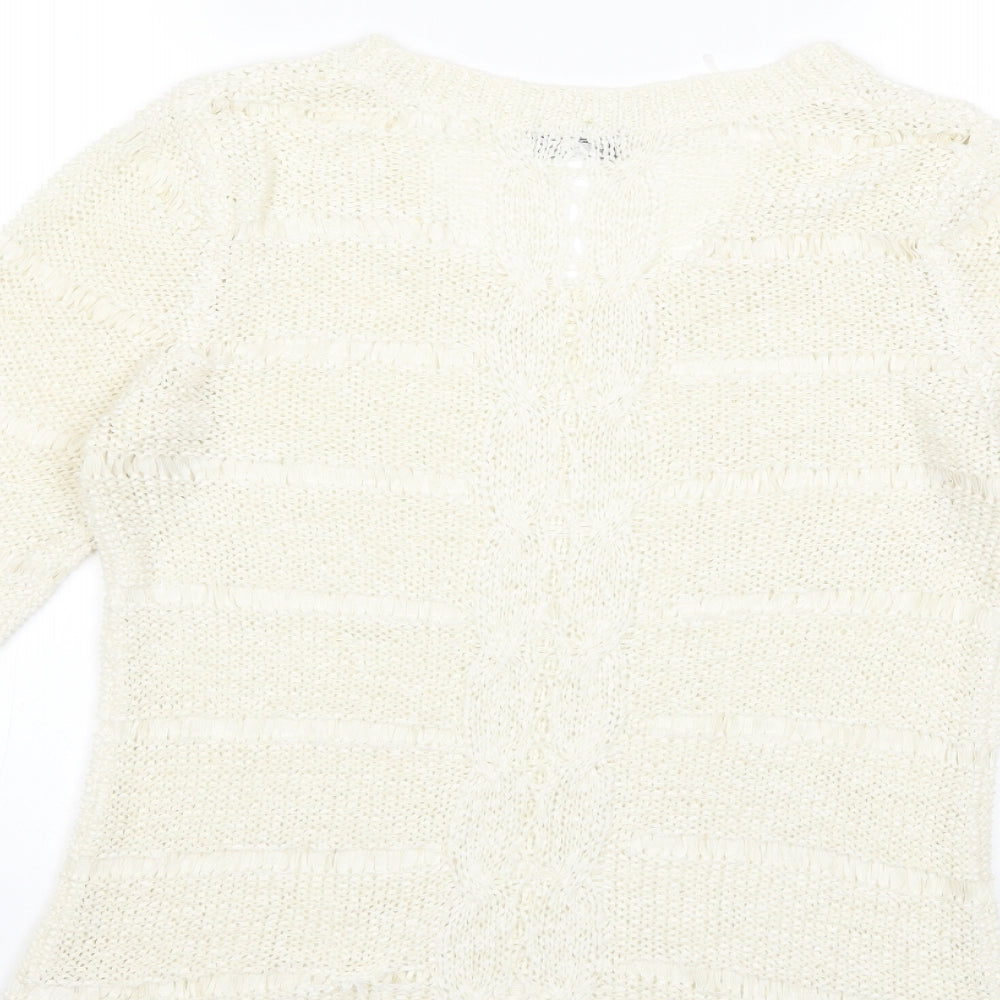 F&F Womens White  Knit Pullover Jumper Size 12
