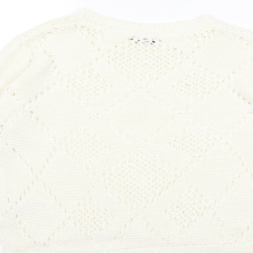 F&F Womens White  Knit Pullover Jumper Size 8
