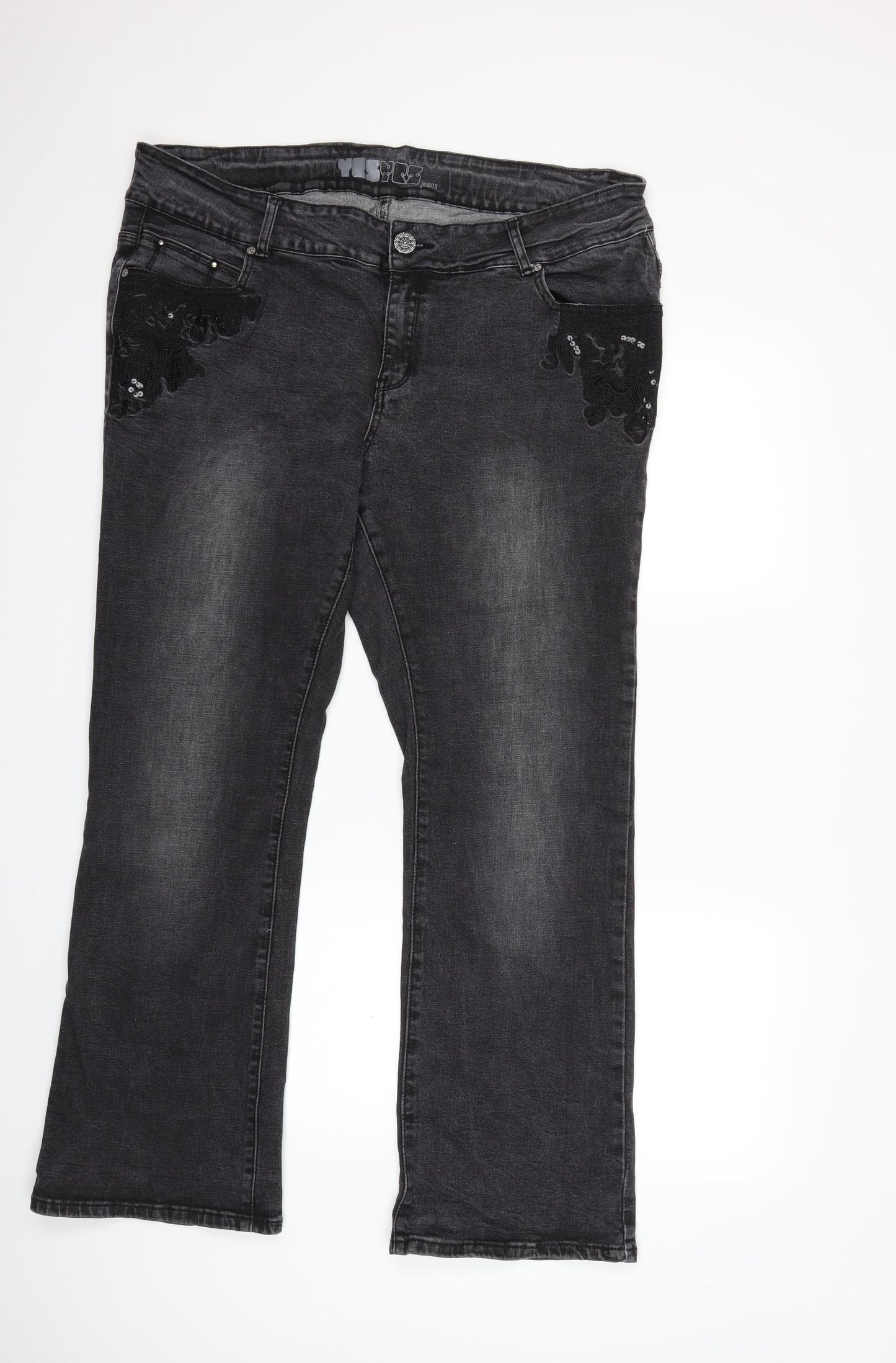 New Look Womens Grey  Denim Flared Jeans Size 20 L30 in