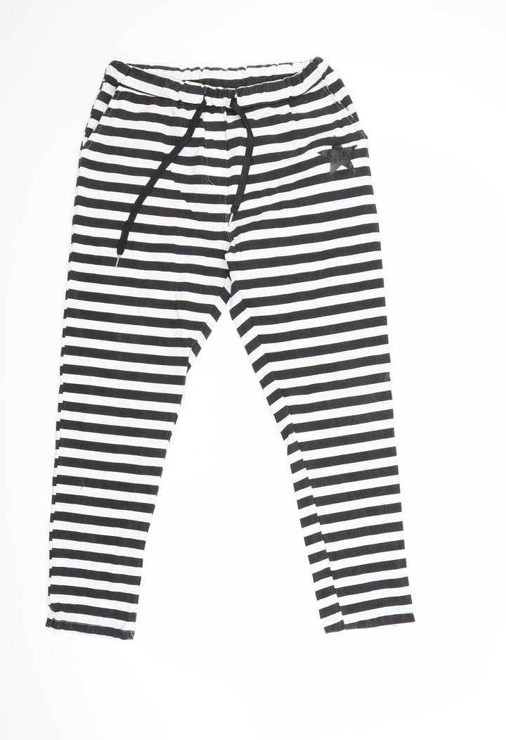 Preworn Womens Black Striped Denim Skinny Jeans Size 34 in L27 in - star