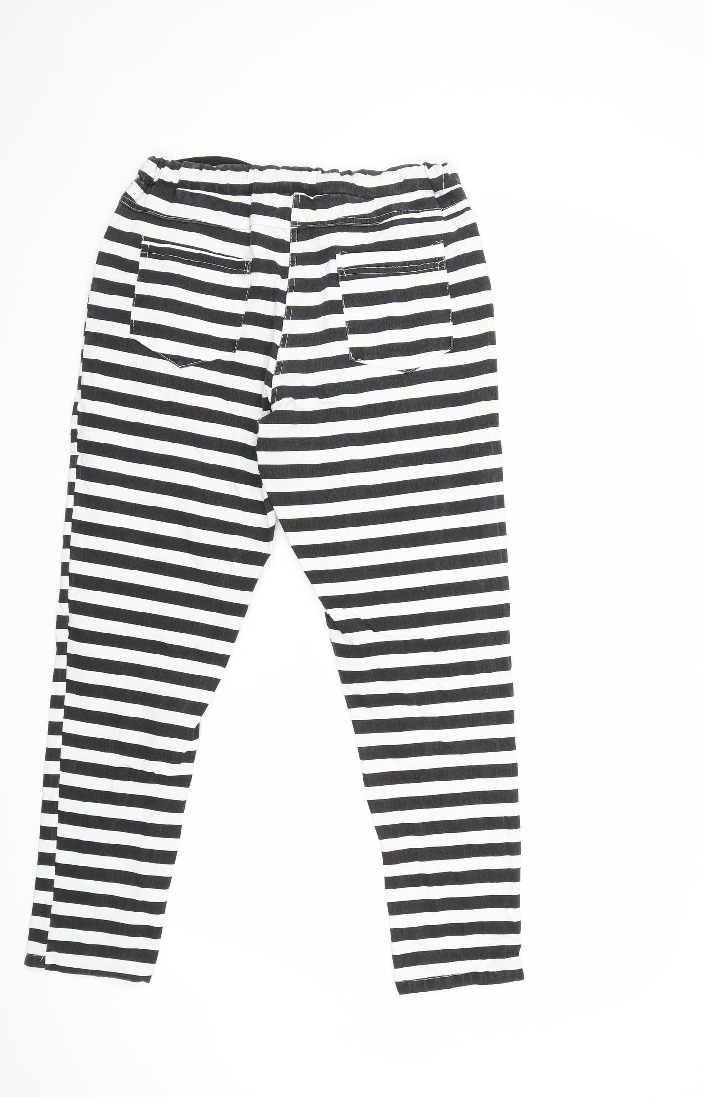 Preworn Womens Black Striped Denim Skinny Jeans Size 34 in L27 in - star