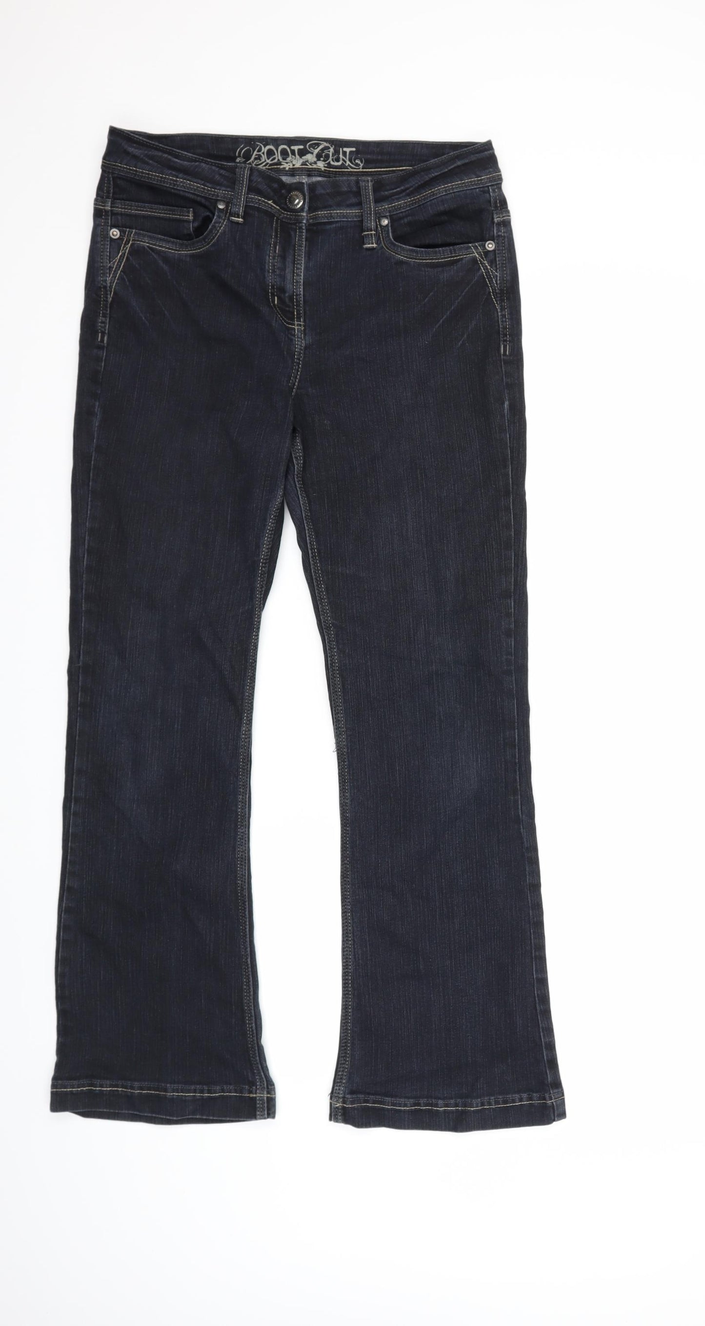 George Womens Black  Denim Flared Jeans Size 12 L29 in