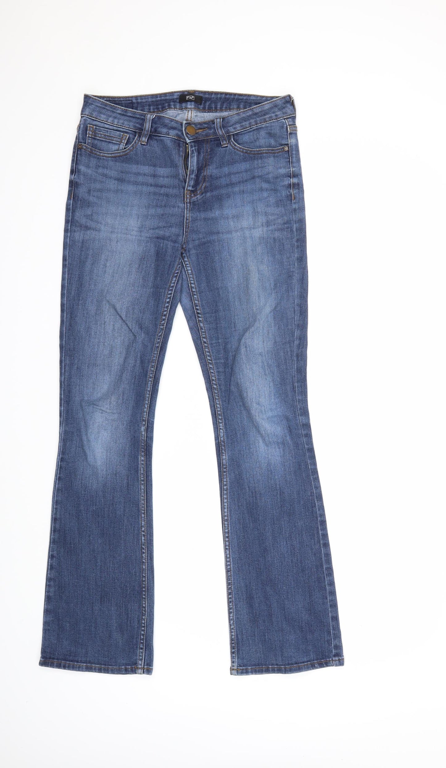 F&F Womens Blue  Denim Bootcut Jeans Size 8 L30 in