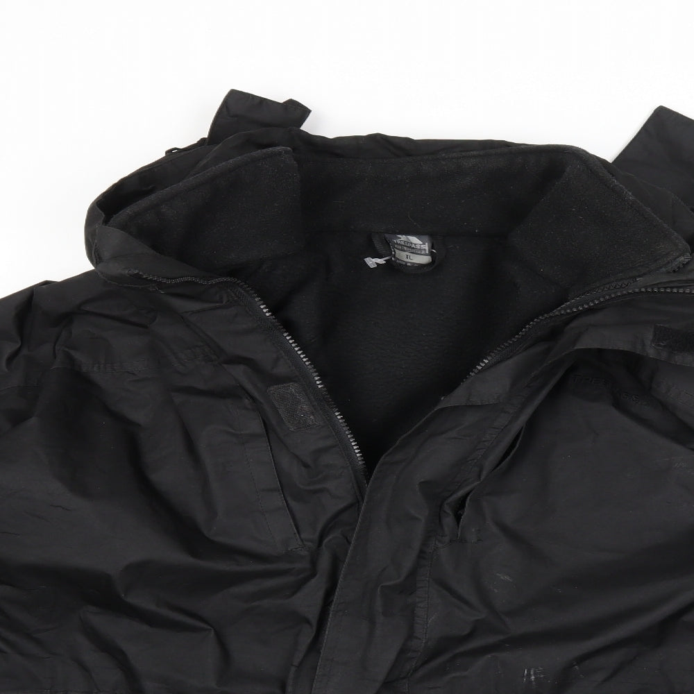 Trespass Mens Black  Rayon Rain Coat Coat Size XL