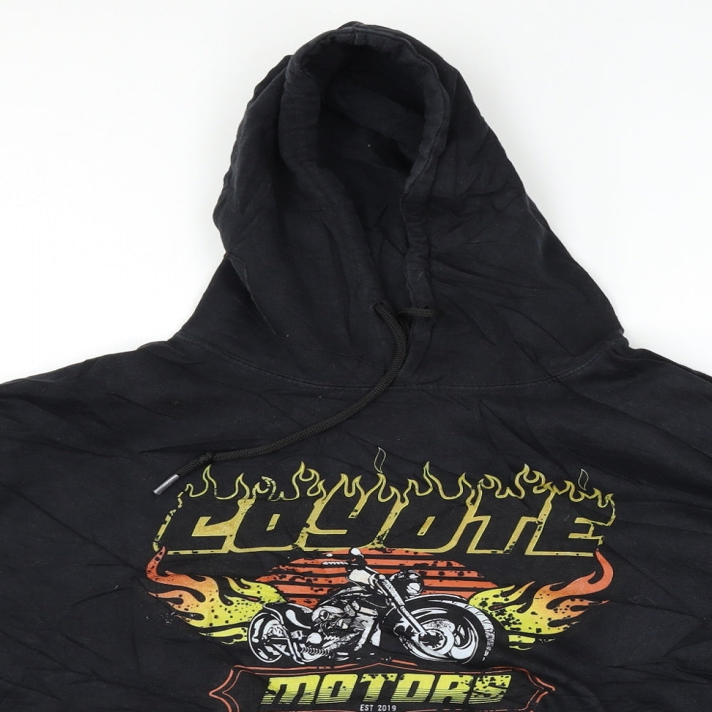PRETTYLITTLETHING Mens Black   Pullover Hoodie Size XL  - Motorcycle