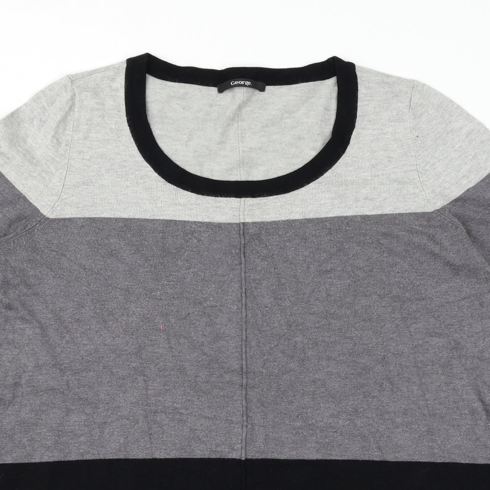 George Womens Multicoloured Colourblock  Basic T-Shirt Size 14