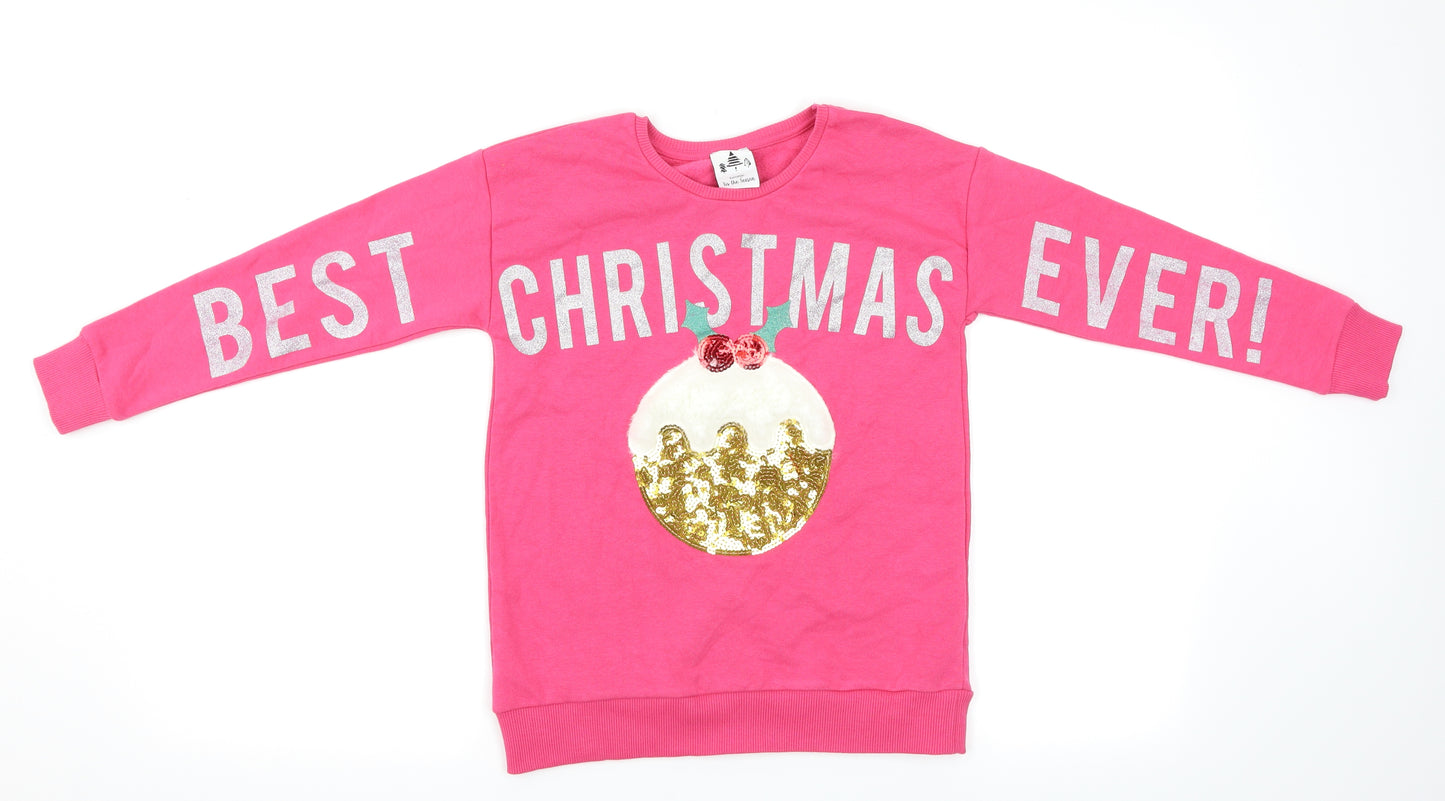 George Girls Pink   Pullover Jumper Size 8-9 Years  - Christmas