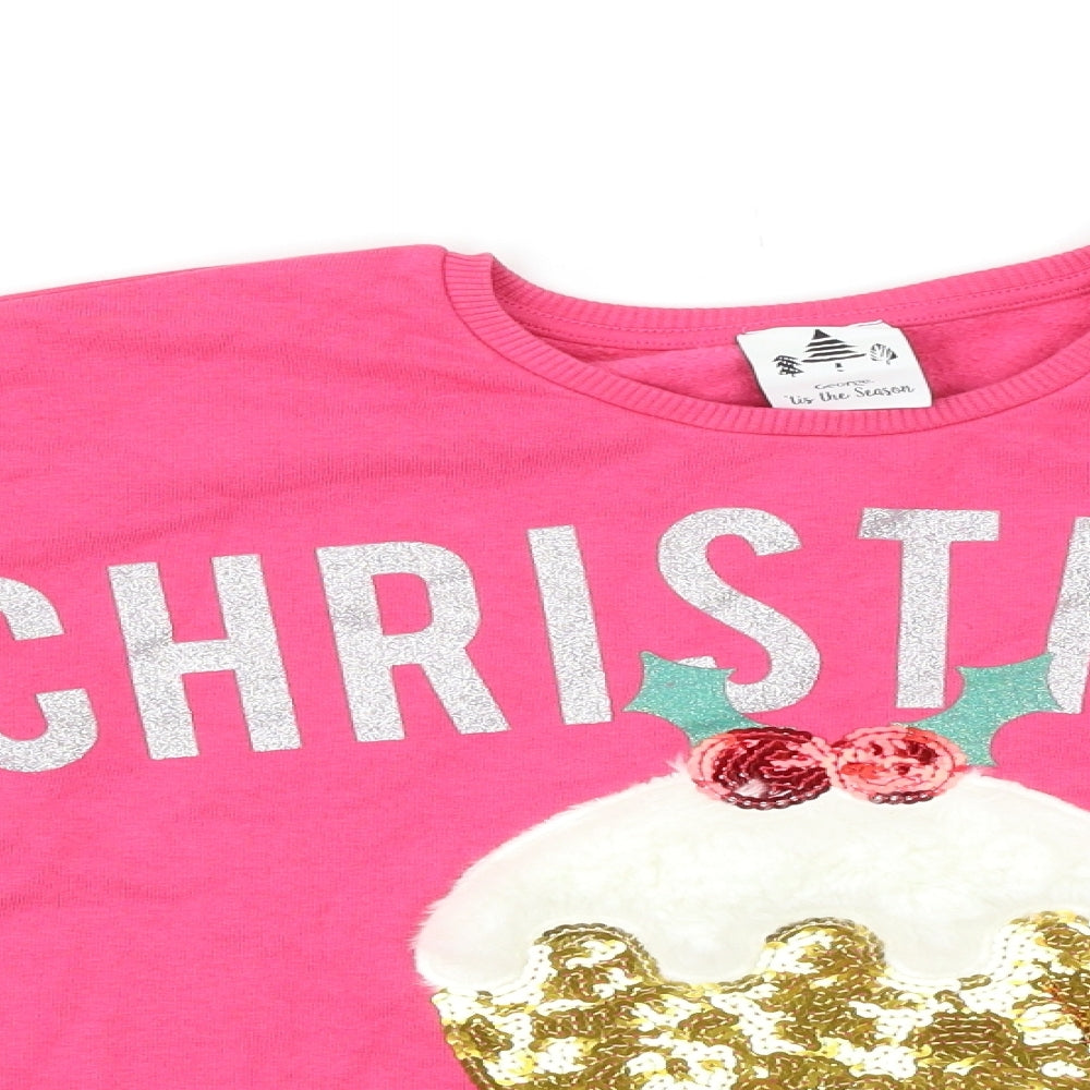 George Girls Pink   Pullover Jumper Size 8-9 Years  - Christmas