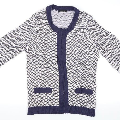 BM Womens Blue Paisley  Full Zip Jumper Size S