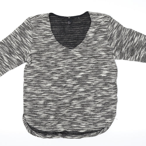 H&M Womens Black Herringbone  Basic T-Shirt Size 6