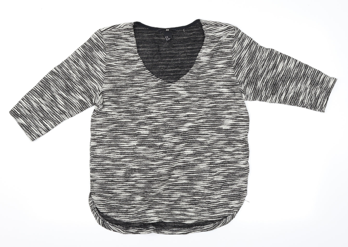 H&M Womens Black Herringbone  Basic T-Shirt Size 6