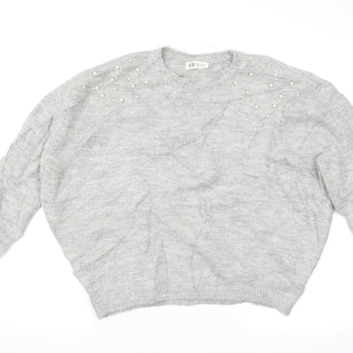 H&M Girls Grey   Pullover Jumper Size 11-12 Years