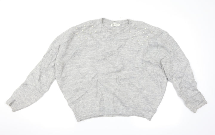 H&M Girls Grey Pullover Jumper Size 11-12 Years
