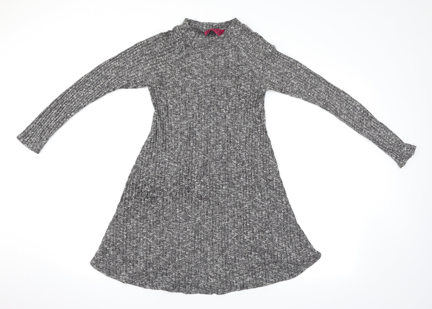 Boohoo Womens Grey Herringbone  Jumper Dress  Size 8