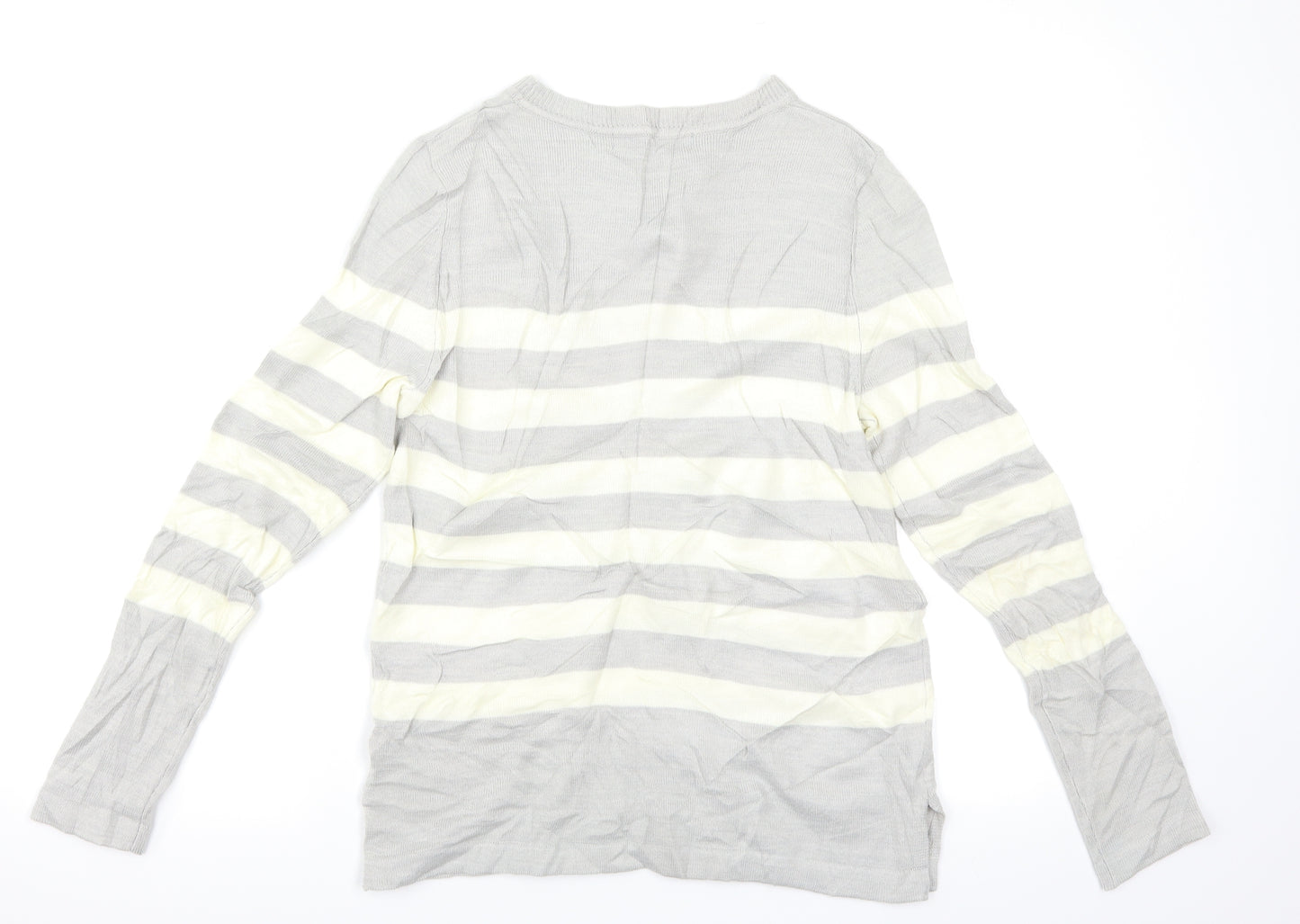 M&S Womens Grey Striped  Pullover Jumper Size 10