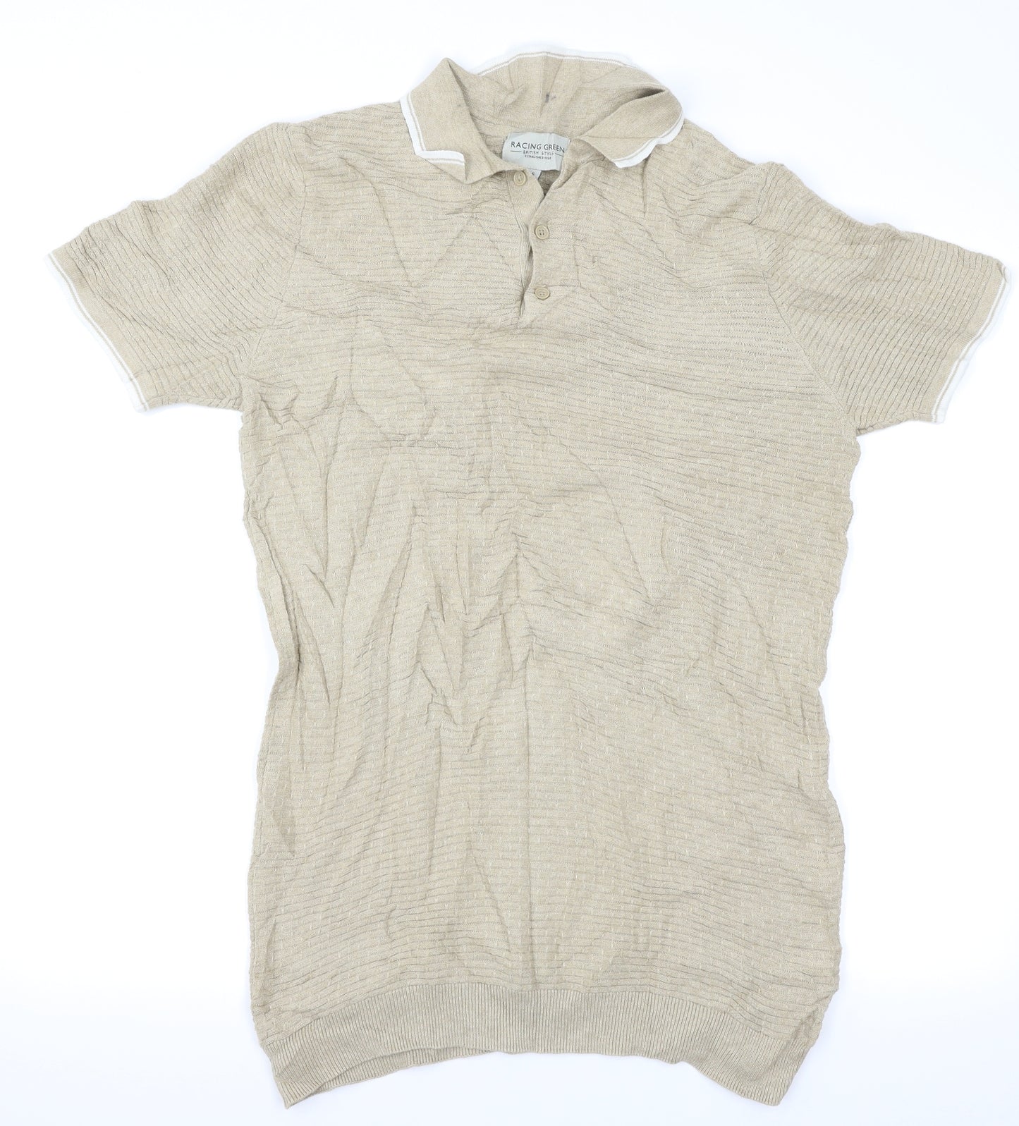 Racing Green Mens Beige    Polo Size S