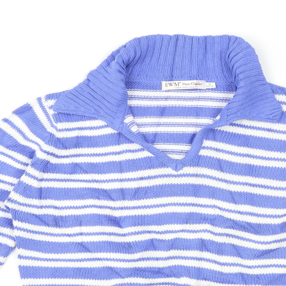 EWM Womens Blue Striped  Pullover Jumper Size 12