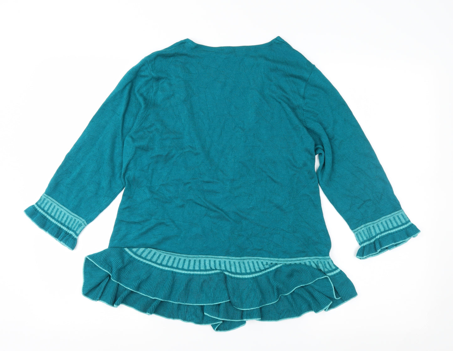 Per Una Womens Green Geometric Knit Cardigan Jumper Size 16